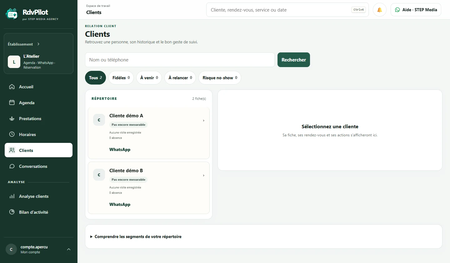 Clients, liste d’attente et retours conseillés