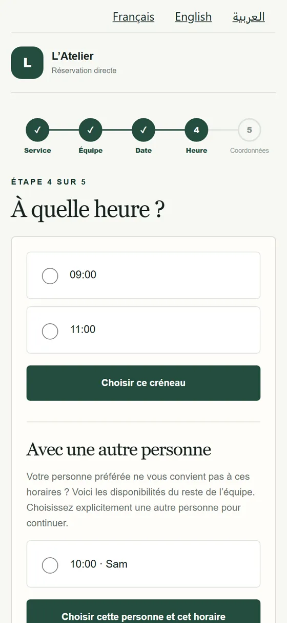 Choix de l’heure